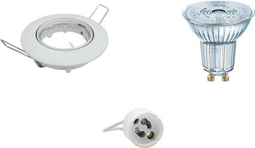 LED Spot Set - OSRAM Parathom PAR16 930 36D - GU10 Fitting - Dimbaar - Inbouw Rond - Glans Wit - 3.7W - Warm Wit 3000K - Kantelbaar Ø82mm