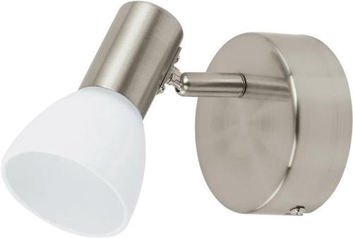 EGLO Glossy 1 - Spot - 1 Lichts - Nikkel-Mat - Wit Gelakt