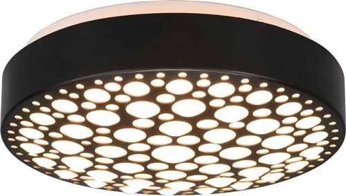 LED Plafondlamp - Plafondverlichting - Torna Carol - 11W - Warm Wit 3000K - Rond - Mat Zwart - Kunststof