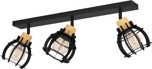 EGLO Stillington 1 Spot - E27 - 71 cm - Zwart/Bruin - Hout/Staal