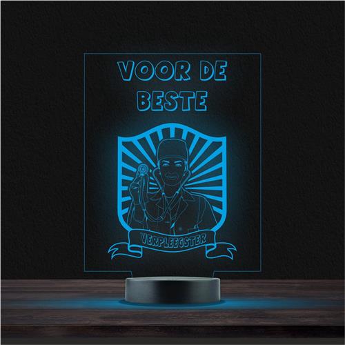 Led Lamp Met Gravering - RGB 7 Kleuren - Voor De Beste Verpleegster