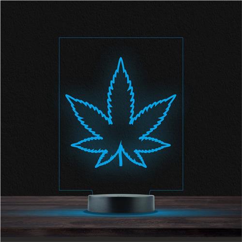 Led Lamp Met Gravering - RGB 7 Kleuren - Weed