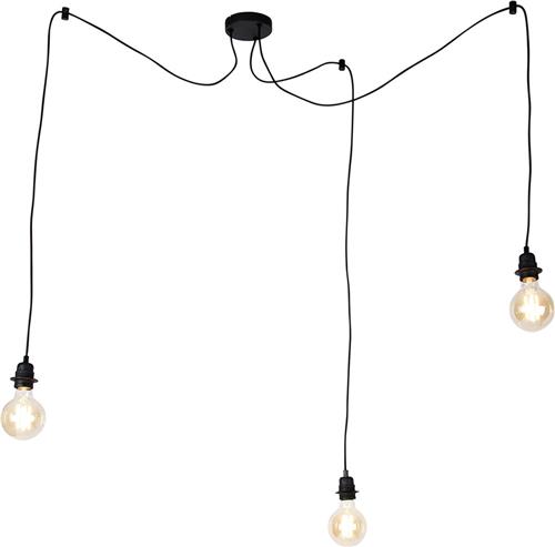 QAZQA cava luxe - Moderne LED Smart Hanglamp incl. wifi - 3 lichts - Ø 40 cm - Zwart - Woonkamer | Slaapkamer | Keuken