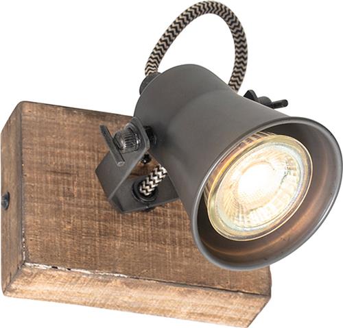 QAZQA jelle - Landelijke Wand en Plafondspot | Spotje | Opbouwspot - 1 lichts - L 11 cm - Zwart - Woonkamer | Slaapkamer | Keuken