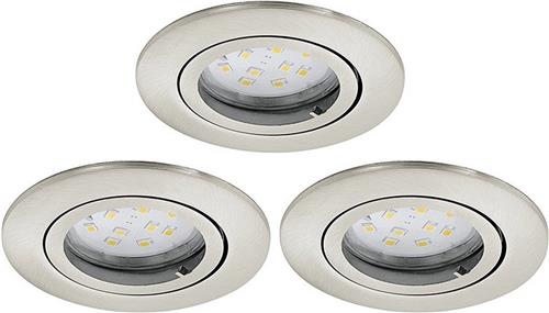 EGLO Tedo - Inbouwspotje - LED - Ø80mm. - Nikkel-Mat - Set 3 Spots - Kantelbaar