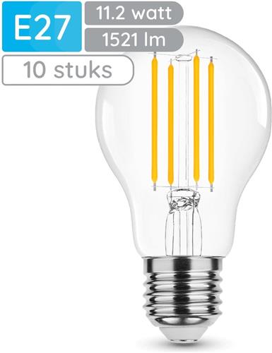 Modee E27 LED Lamp 11.2W - 1521lm - 4000K - Neutraal Wit - LED Filament Globe A60 - Vervangt 100W Halogeen Gloeilamp - 10 stuks