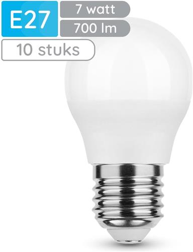 Modee E27 LED Lamp 7W - 700lm - 4000K - Neutraal Wit - LED Globe Mini P45 - Vervangt 54W Halogeen Gloeilamp - 10 stuks