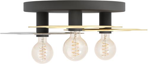 EGLO Lintmill Plafondlamp - E27 - Ø 53 cm - Zwart/Goud/Grijs