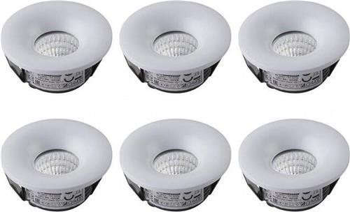 LED Veranda Spot Verlichting 6 Pack - Inbouw Rond 3W - Natuurlijk Wit 4200K - Mat Wit Aluminium - Ø48.5mm