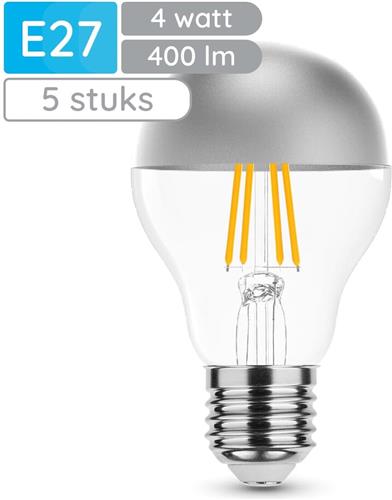 Modee E27 LED Lamp 4W - 400lm - 2700K - Warm Wit - LED Filament Kopspiegellamp Globe A60 - Vervangt 35W Halogeen Gloeilamp - 5 stuks