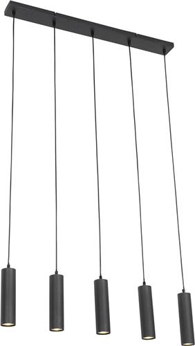 QAZQA jeana - Moderne Dimbare LED Smart Hanglamp eettafel incl. wifi met Dimmer - 5 lichts - L 80 cm - Zwart - Woonkamer | Slaapkamer | Keuken