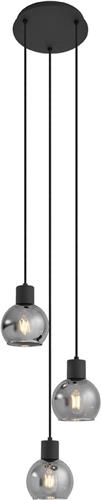 QAZQA vidro - Art Deco Hanglamp - 3 lichts - Ø 22 cm - Grijs - Woonkamer | Slaapkamer | Keuken