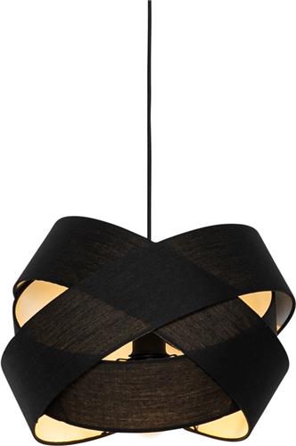 QAZQA cloth - Moderne Hanglamp - 1 lichts - Ø 38 cm - Zwart - Woonkamer | Slaapkamer | Keuken
