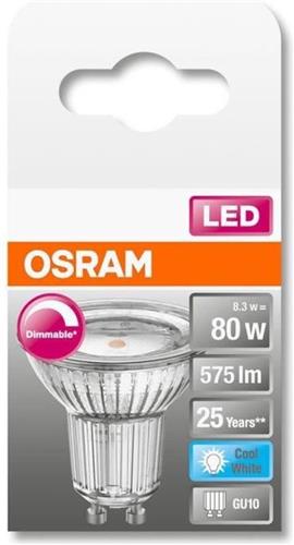 OSRAM 4058075433700 LED-lamp Energielabel G (A - G) GU10 Reflector 7.9 W = 80 W Koudwit (Ø x l) 51 mm x 52 mm 1 stuk(s)