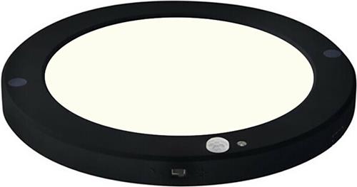 LED Plafondlamp met Bewegingssensor + Dag en Nacht Sensor - 18W - Natuurlijk Wit 4000K - 360° Zichthoek - Opbouw/Inbouw - Rond - Mat Zwart