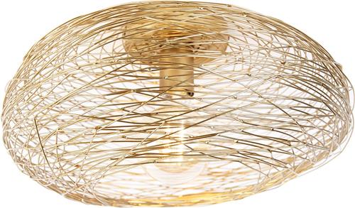 QAZQA sarella - Design Dimbare LED Smart Plafondlamp incl. wifi met Dimmer - 1 lichts - Ø 42 cm - Goud - Woonkamer | Slaapkamer | Keuken