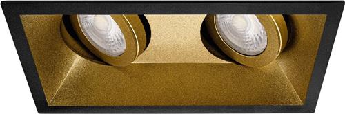 Premium Inbouwspot Viktor Zwart met goud Verdiepte dubbele spot Warm Wit (3000K) Met Philips LED
