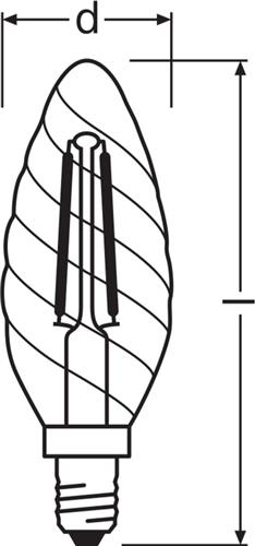 Ledvance LED Classic E14 Kaars Filament Helder 4W 470lm - 827 Zeer Warm Wit | Vervangt 40W