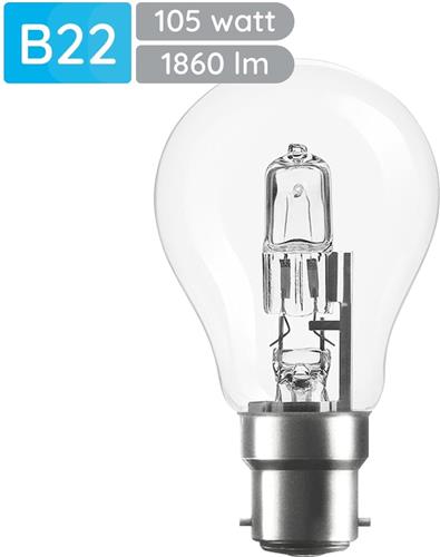 Modee B22 Halogeen Lamp Dimbaar 105W ECO - 1860lm - 2700K - Warm Wit - ECO Halogeen Globe A55