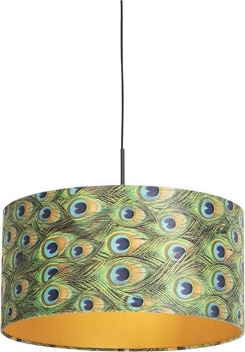 QAZQA combi - Klassieke Hanglamp met kap - 1 lichts - Ø 500 mm - Multicolor - Woonkamer | Slaapkamer | Keuken