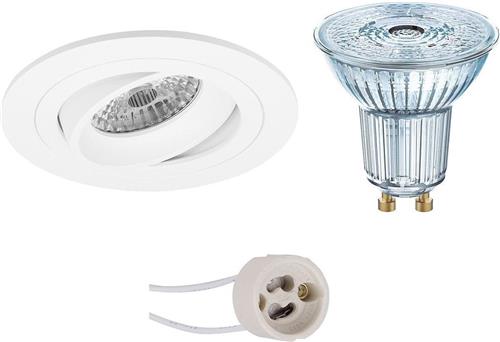 LED Spot Set - OSRAM Parathom PAR16 940 36D - Pragmi Alpin Pro - GU10 Fitting - Dimbaar - Inbouw Rond - Mat Wit - 5.5W - Natuurlijk Wit 4000K - Kantelbaar Ø92mm