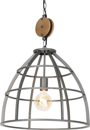 QAZQA arthur - Industriele Hanglamp - 1 lichts - Ø 47 cm - Donkergrijs - Industrieel - Woonkamer | Slaapkamer | Keuken