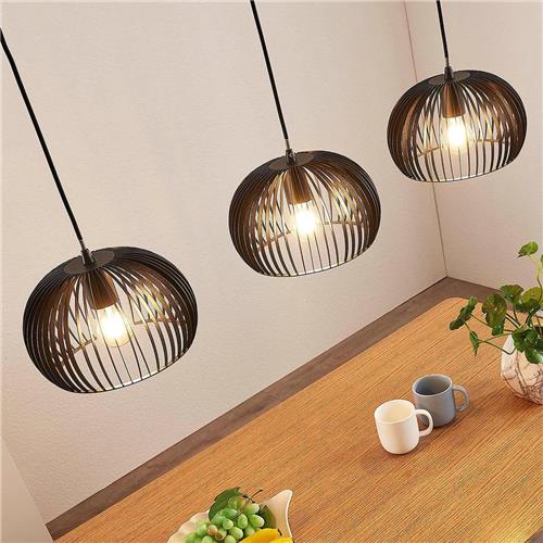 Lindby - hanglamp - 3lichts - metaal - E27 - zwart