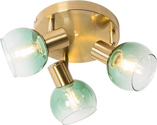 QAZQA vidro - Art Deco Plafondspot | Spotje | Opbouwspot - 3 lichts - Ø 35 cm - Groen - Woonkamer | Slaapkamer | Keuken