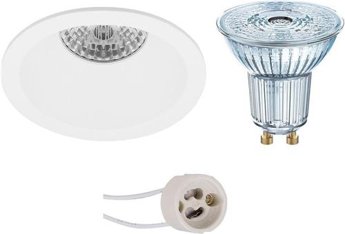LED Spot Set - OSRAM Parathom PAR16 930 36D - Pragmi Pollon Pro - GU10 Fitting - Dimbaar - Inbouw Rond - Mat Wit - 3.7W - Warm Wit 3000K - Verdiept - Ø82mm