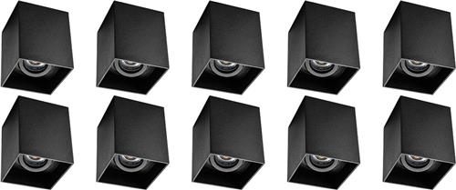 Opbouwspot 10 Pack - Proma Luxina Pro - GU10 Fitting - Opbouw Vierkant - Mat Zwart - Aluminium - Verdiept - Kantelbaar - 90mm