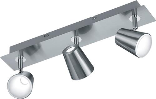 LED Plafondspot - Torna Narca - 18W - Warm Wit 3000K - 3-lichts - Rechthoek - Mat Nikkel - Aluminium
