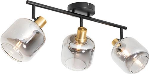 QAZQA zuzanna - Moderne Dimbare LED Smart Plafondspot | Spotje | Opbouwspot incl. wifi met Dimmer - L 79 cm - Zwart Goud - Woonkamer | Slaapkamer | Keuken