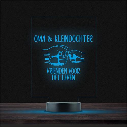 Led Lamp Met Gravering - RGB 7 Kleuren - Oma & Kleindochter