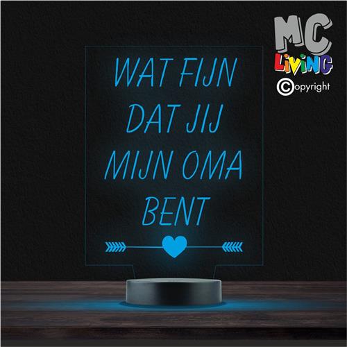 Led Lamp Met Gravering - RGB 7 Kleuren - Wat Fijn Dat Jij Mijn Oma Bent