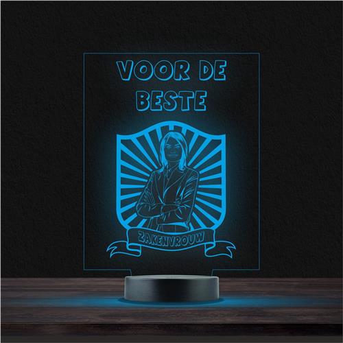 Led Lamp Met Gravering - RGB 7 Kleuren - Voor De Beste Zakenvrouw