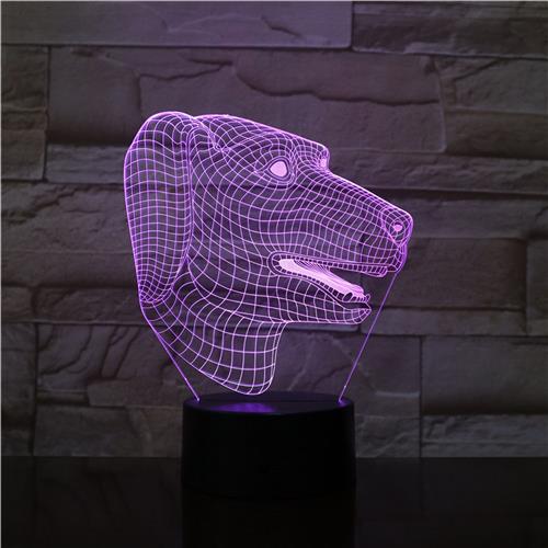 3D Led Lamp Met Gravering - RGB 7 Kleuren - Hond