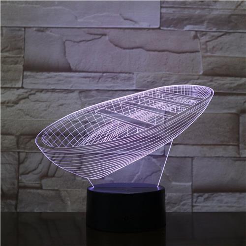 3D Led Lamp Met Gravering - RGB 7 Kleuren - Boot