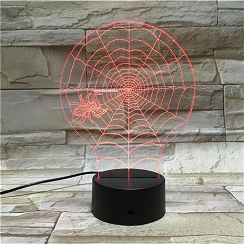 3D Led Lamp Met Gravering - RGB 7 Kleuren - Spinnenweb