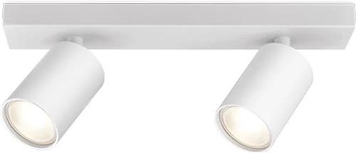 LED Plafondspot - Brinton Betin - GU10 Fitting - 2-lichts - Rond - Mat Wit - Kantelbaar - Aluminium