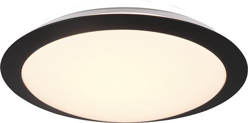 LED Plafondlamp - Badkamerlamp - Torna Hambert - 12W - Natuurlijk Wit 4000K - Spatwaterdicht IP44 - Rond - Mat Zwart - Kunststof
