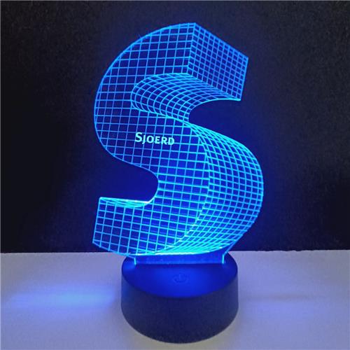 3D LED Lamp - Letter Met Naam - Sjoerd