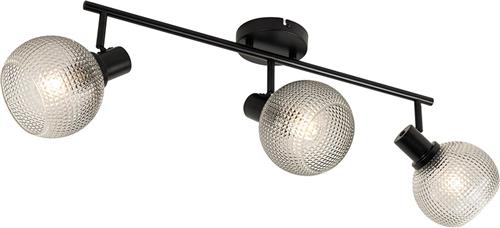 QAZQA chico - Design Plafondspot | Spotje | Opbouwspot - 3 lichts - L 75 cm - Zwart - Woonkamer | Slaapkamer | Keuken