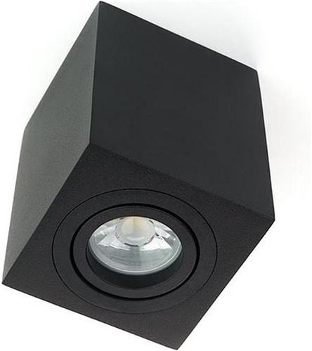 Opbouw spot GU10 - 96mm - Kunststof - Vierkant armatuur - Zwart