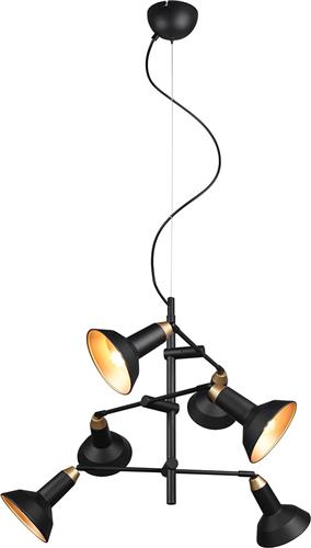 LED Hanglamp - Hangverlichting - Torna Rollo - E14 Fitting - 6-lichts - Rond - Mat Zwart - Aluminium