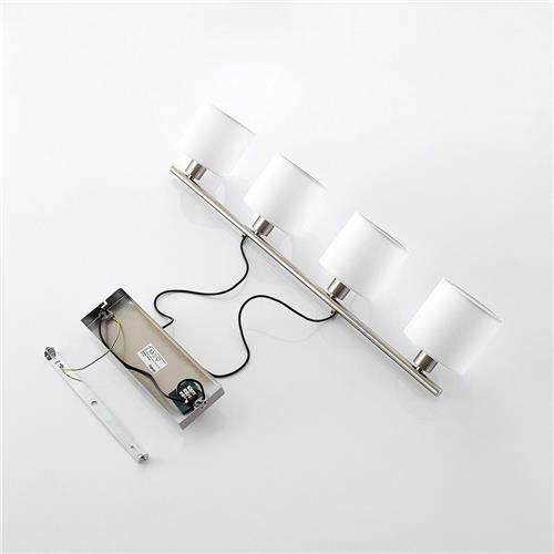 Lindby - Hanglamp - 4lichts - ijzer, textiel - H: 13.5 cm - E14 - mat nikkel, wit