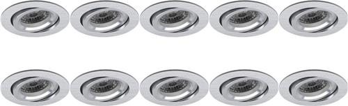 Spot Armatuur 10 Pack - Proma Aerony Pro - GU10 Inbouwspot - Rond - Zilver - Aluminium - Kantelbaar - Ø82mm