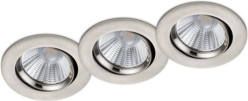 LED Spot 3 Pack - Inbouwspot - Trion Paniro - Rond 5W - Dimbaar - Warm Wit 3000K - Mat Nikkel - Aluminium - Ø80mm