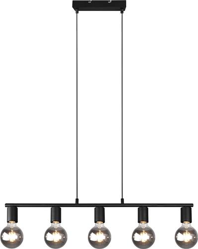 LED Hanglamp - Torna Zuncka - E27 Fitting - 5-lichts - Rechthoek - Mat Zwart - Aluminium