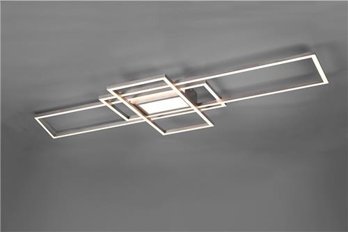 LED Plafondlamp - Plafondverlichting - Torna Urano - 60W - Aanpasbare Kleur - Afstandsbediening - Dimbaar - Rechthoek - Mat Nikkel - Aluminium