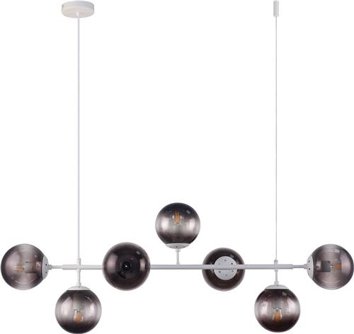 Design hanglamp wit frame en smoke glas - Hepta